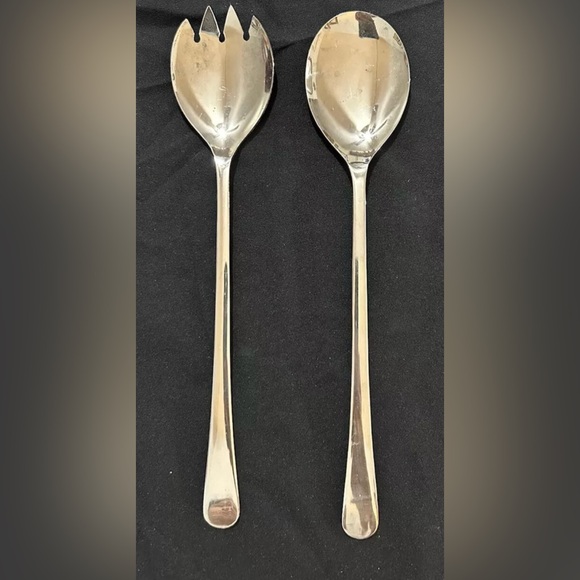 Vintage Sheffield England Silver Plated Serving Set Utensils Salad Spoon & Fork - Picture 6 of 6